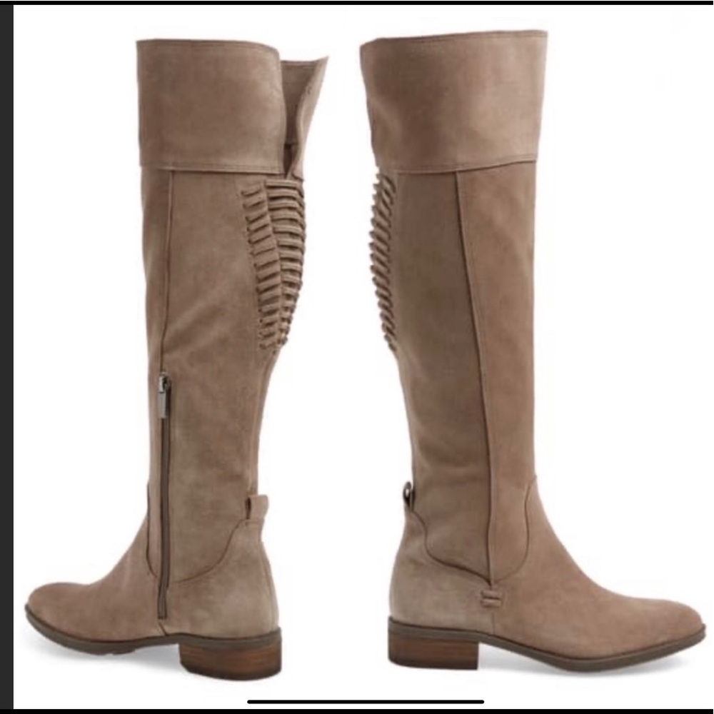 VINCE CAMUTO PATAMINA SUEDE BOOTS SZ 5 TAUPE NWOT